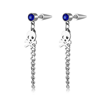 Μόδα αλυσίδα από ανοξείδωτο ατσάλι κρανίο καρφωτά σκουλαρίκια Κοσμήματα για γυναίκες Ανδρικά πανκ vintage πάρτι αξεσουάρ Σκουλαρίκι με τρυπημένα κρύσταλλα