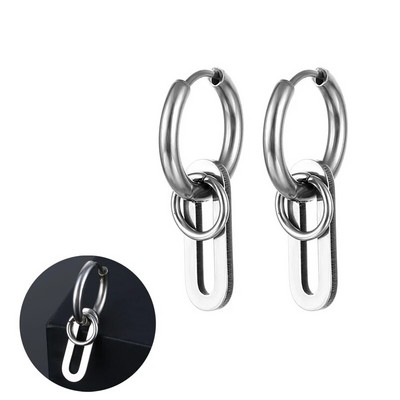 Punk roostevabast terasest kõrvarõngad Naiste meeste ehted Aksessuaarid Must geomeetriline kõrvarõngas