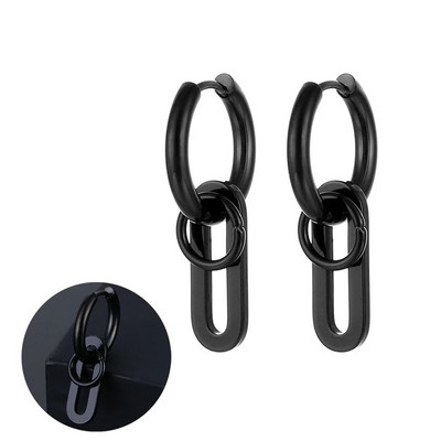 Punk roostevabast terasest kõrvarõngad Naiste meeste ehted Aksessuaarid Must geomeetriline kõrvarõngas