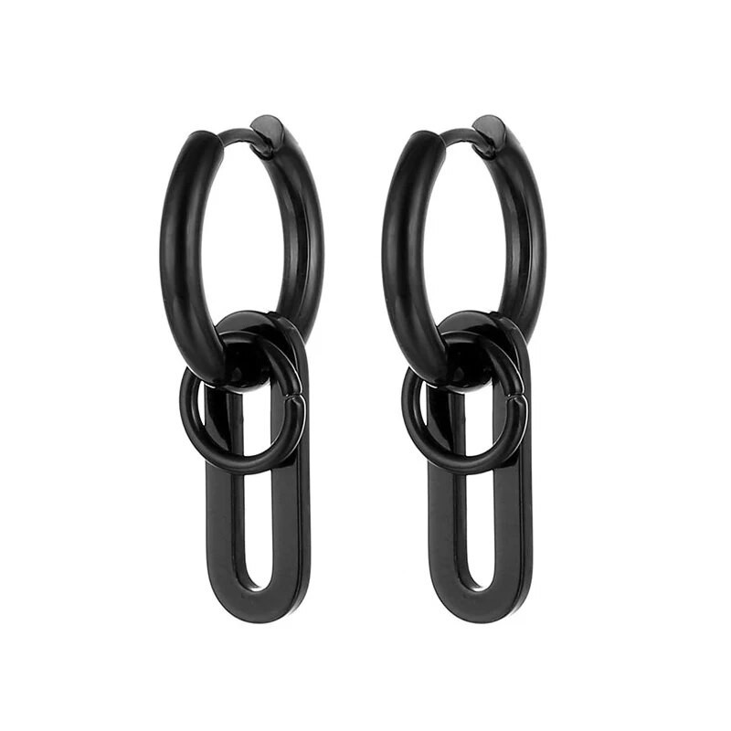 Punk roostevabast terasest kõrvarõngad Naiste meeste ehted Aksessuaarid Must geomeetriline kõrvarõngas