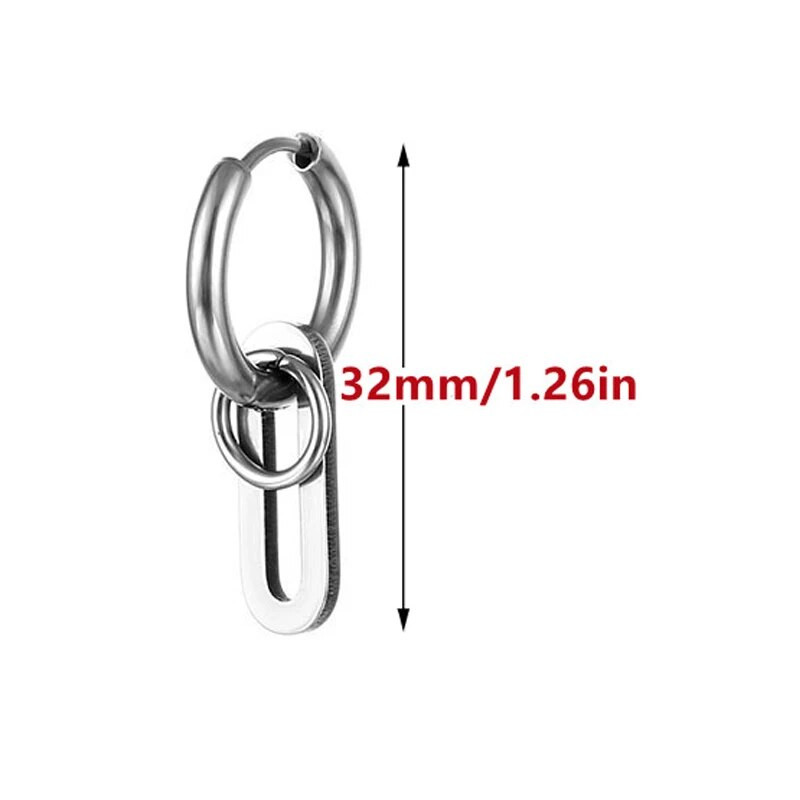 Punk roostevabast terasest kõrvarõngad Naiste meeste ehted Aksessuaarid Must geomeetriline kõrvarõngas