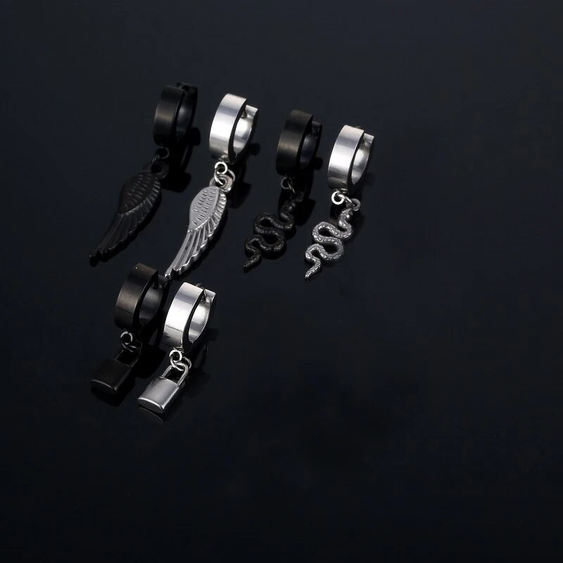 Laheda disainiga roostevabast terasest madu lukuga sulgedest kõrvarõngad naistele meestele gooti tänava hip-hop kõrva ehted ripats kõrvatropid
