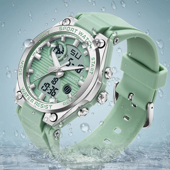 Моден луксозен дигитален часовник за мъже, жени с двойно време, светодиодна светлина, електронни часовници, спортни ръчни часовници за момче и момиче SANDA Brand Hour