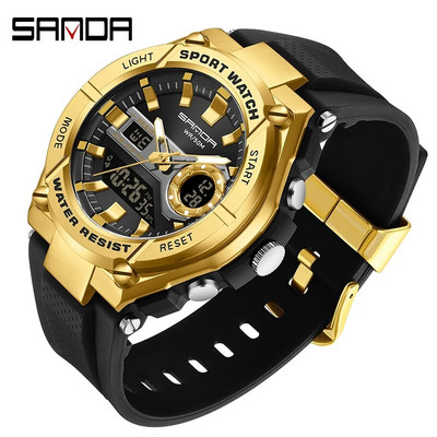 SANDA Muški sportski satovi LED digitalni dvostruki zaslon Elektronika Ručni satovi Vodootporni kvarcni sat za plivanje Relogio Masculino