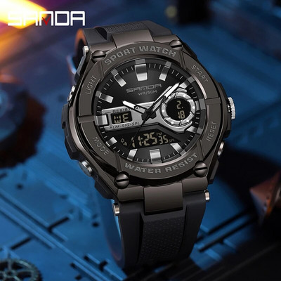 SANDA ceasuri de marca de top pentru bărbați ceas sport cuarț 5ATM rezistent la apă militară LED ceasuri electronice ceas masculin ceas masculin