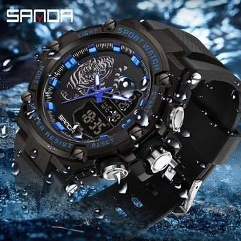 SANDA Νέα ρολόγια Quartz Ανδρικά ρολόγια Water Resiatance 50 M Sport Wist ρολόγια για άνδρες Μόδα ανδρικό ηλεκτρονικό ρολόι Χρονόμετρο φωτεινό