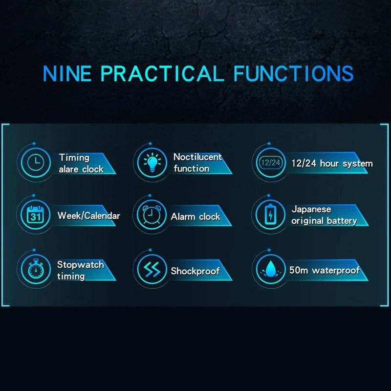 SANDA kvartskell meeste veekindel 50M välistingimustes kasutatavad sportlikud käekellad meestele mood meeste elektrooniline kell stopper helendav