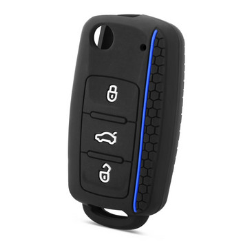 Калъф за автомобилен ключ за VW Golf Jetta POLO за Skoda Yeti Superb Rapid Octavia за SEAT Leon Ibiza Силиконов капак за ключ с 3 бутона