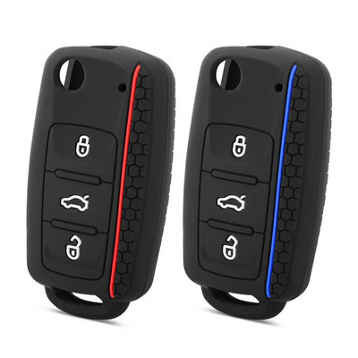 Husă pentru chei de mașină pentru VW Golf Jetta POLO pentru Skoda Yeti Superb Rapid Octavia pentru SEAT Leon Ibiza Husa de cheie din silicon cu 3 butoane