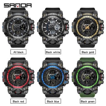 SANDA Кварцов часовник с двоен дисплей Мъжки часовници за спорт на открито Цифрови електронни мъжки часовници Водоустойчив Луксозен мъжки часовник от най-добра марка