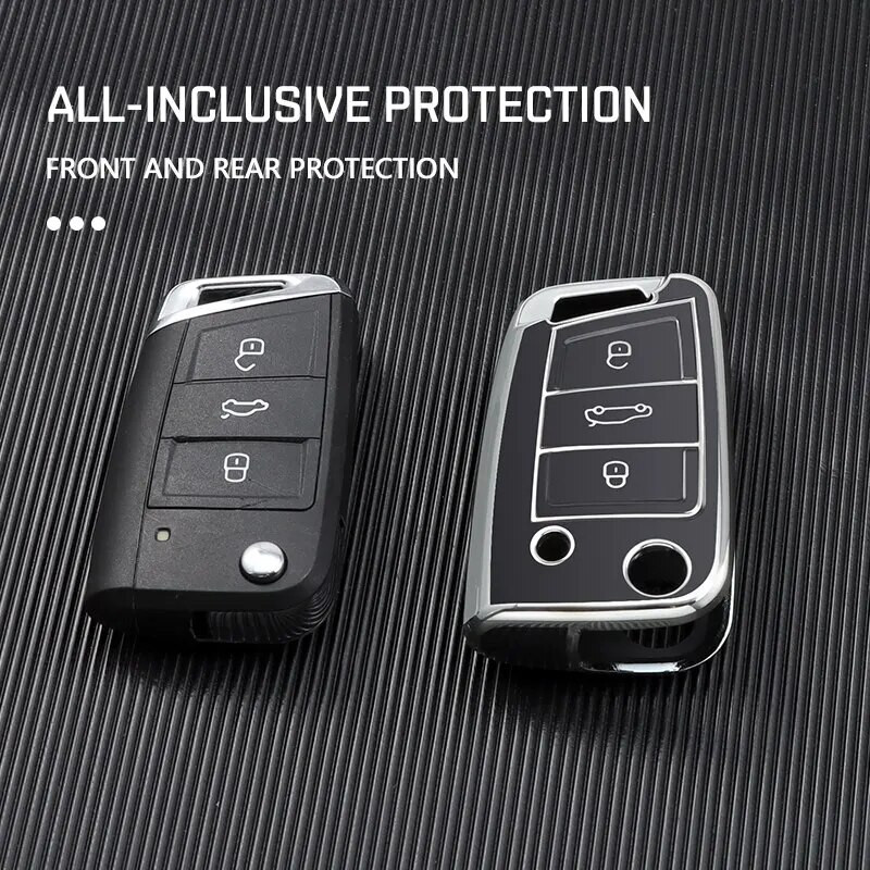TPU autovõtme ümbris täiskaanega VW Volkswagen Golf 7 MK7 Tiguan MK2 jaoks SEAT Ateca Leon FR 2 Ibiza jaoks Skoda Octavia jaoks