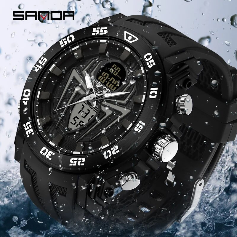 Ανδρικά ρολόγια SANDA Military Fashion Sport Watch Αναλογικά ηλεκτρονικά LED ρολόγια χειρός για άνδρες 50M αδιάβροχο ρολόι Relogio Masculino