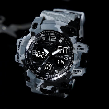 SHIYUNME Outdoor Sports LED Ψηφιακό ρολόι G Style Ανδρικό Ηλεκτρονικό ρολόι Army Αδιάβροχο ρολόι χαλαζία πολλαπλών χρονικών ζωνών διπλής οθόνης