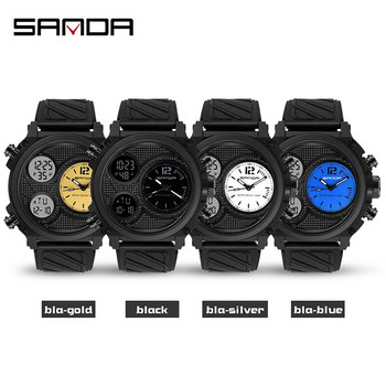 SANDA New ανδρικό ρολόι LED Ψηφιακά ρολόγια 50M αδιάβροχο εξωτερικό αθλητικό ηλεκτρονικό ρολόι χειρός Three Time Display Ρολόι χαλαζία