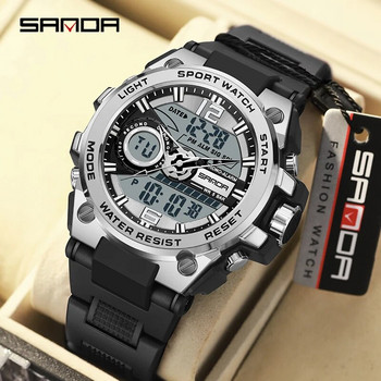Quartz Wristwatches Sport SANDA Military Army Clock Alarm Dual Display LED Electronic Watch 9010 Waterproof New Watches for Men