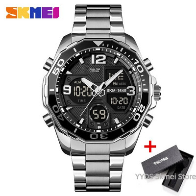 SKMEI 1649 Business Electronic Quartz Ανδρικό ρολόι Περιστρεφόμενο δαχτυλίδι Ψηφιακά ανδρικά ρολόγια χειρός Αδιάβροχο ρολόι ημερολογίου reloj hombre