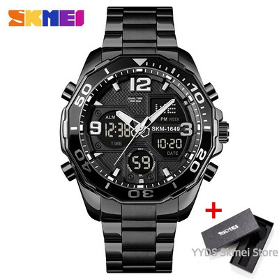 SKMEI 1649 Business Electronic Quartz Ανδρικό ρολόι Περιστρεφόμενο δαχτυλίδι Ψηφιακά ανδρικά ρολόγια χειρός Αδιάβροχο ρολόι ημερολογίου reloj hombre