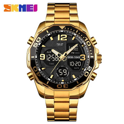 SKMEI 1649 Business Electronic Quartz Ανδρικό ρολόι Περιστρεφόμενο δαχτυλίδι Ψηφιακά ανδρικά ρολόγια χειρός Αδιάβροχο ρολόι ημερολογίου reloj hombre