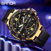 SANDA parima luksusbrändi meeste spordikellad Quartz Analog LED digitaalne elektronkell meeste sõjaväe veekindlad käekellad meestele