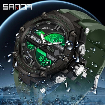 SANDA Топ луксозна марка Мъжки спортни часовници Кварцов аналогов LED цифров електронен часовник Мъжки военни водоустойчиви ръчни часовници за мъже