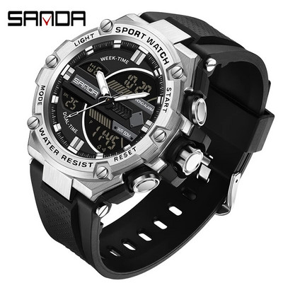 SANDA parima luksusbrändi meeste spordikellad Quartz Analog LED digitaalne elektronkell meeste sõjaväe veekindlad käekellad meestele
