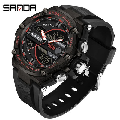 SANDA parima luksusbrändi meeste spordikellad Quartz Analog LED digitaalne elektronkell meeste sõjaväe veekindlad käekellad meestele