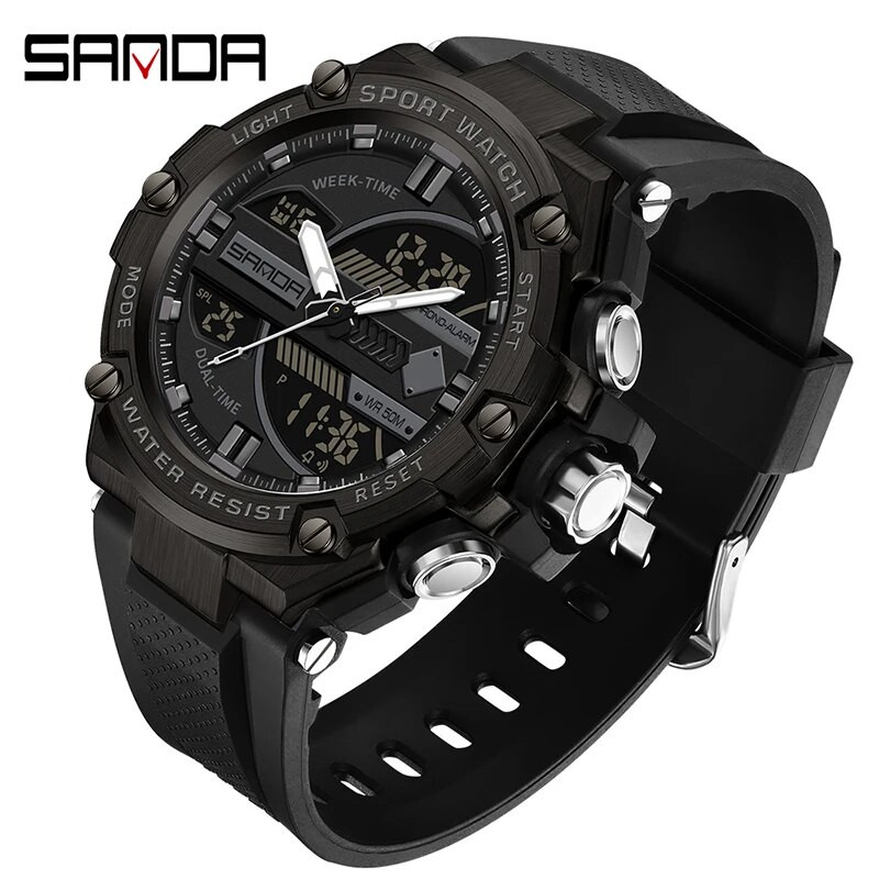 SANDA parima luksusbrändi meeste spordikellad Quartz Analog LED digitaalne elektronkell meeste sõjaväe veekindlad käekellad meestele