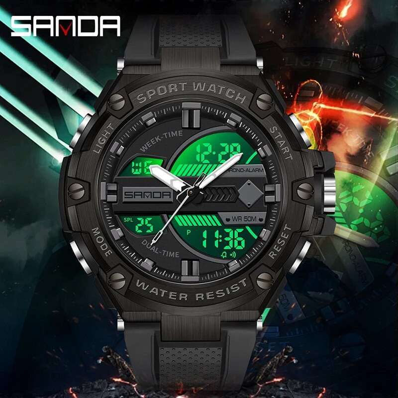 SANDA parima luksusbrändi meeste spordikellad Quartz Analog LED digitaalne elektronkell meeste sõjaväe veekindlad käekellad meestele
