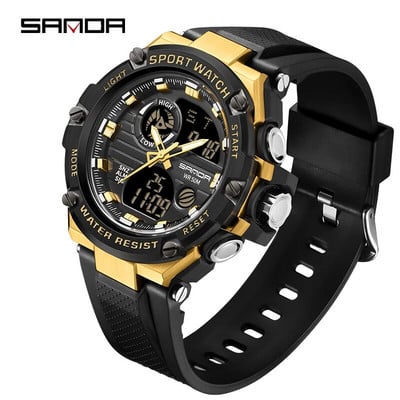 Marka SANDA Muški sportski satovi s dvostrukim zaslonom Analogni digitalni LED elektronički kvarcni ručni satovi Vodootporni vojni satovi na otvorenom