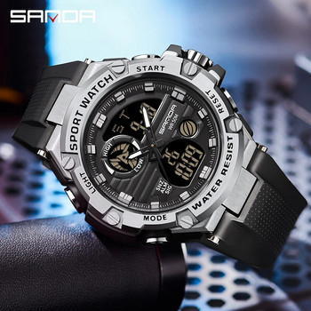 SANDA Най-добрата марка мъжки часовник за спорт на открито Цифрово-аналогов кварцов водоустойчив ръчен часовник с двоен дисплей за мъже Electron Хронометър