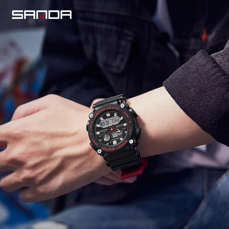 SANDA digitaalne käekell meeste sõjaväe armee spordikronograaf kvartskäekell originaal 50 m veekindel meessoost elektrooniline kell 3139