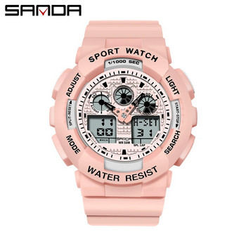 2022 New Sanda Top Brand Мъжки спортове на открито Електронни мъжки военни часовници Ms Водоустойчива аларма Двоен дисплей Ръчен часовник Relogio