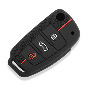 Κάλυμμα προστασίας θηκών κλειδιών αυτοκινήτου σιλικόνης για Audi A1 A3 A6 Q2 Q3 Q7 TT TTS R8 S3 S6 RS3 RS6 3 κουμπιά Πτυσσόμενο κλειδί τηλεχειριστηρίου
