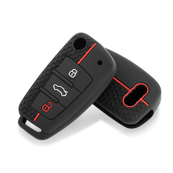 Силиконови калъфи за автомобилни ключове Протекторно покритие за Audi A1 A3 A6 Q2 Q3 Q7 TT TTS R8 S3 S6 RS3 RS6 3 бутона Сгъваем ключ за дистанционно управление