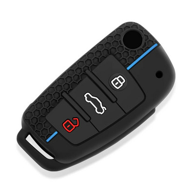 Silikoonist auto võtmeümbriste kaitsekate Audi A1 A3 A6 Q2 Q3 Q7 TT TTS R8 S3 S6 RS3 RS6 3 nupuga kokkupandav kaugjuhtimispuldi võti