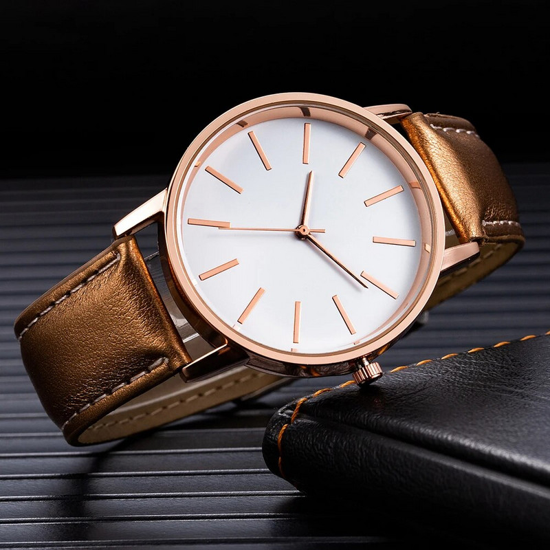 Πολυτελή Ανδρικά Ρολόγια Μινιμαλιστικό Μαύρο Ροζ Δερμάτινο Ανδρικό Ρολόι Χαλαζία Αθλητικό Ηλεκτρονικό Ρολόι Υψηλής Ποιότητας Orologio Uomo