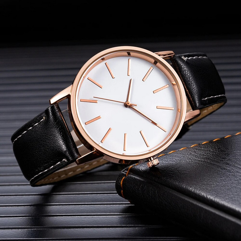 Πολυτελή Ανδρικά Ρολόγια Μινιμαλιστικό Μαύρο Ροζ Δερμάτινο Ανδρικό Ρολόι Χαλαζία Αθλητικό Ηλεκτρονικό Ρολόι Υψηλής Ποιότητας Orologio Uomo