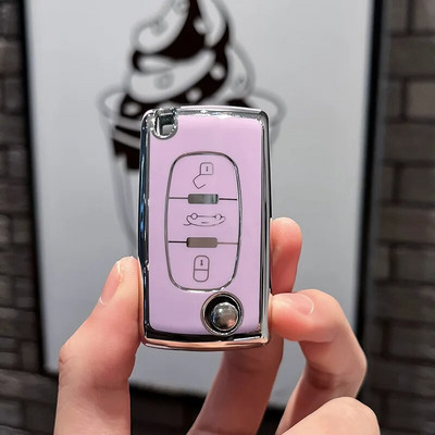 Fashion TPU Car Flip Key Case Cover Shell Fob για Peugeot 107 207 307 308 407 607 3008 5008 για Citroen Xsara Picasso C5 C6 C8