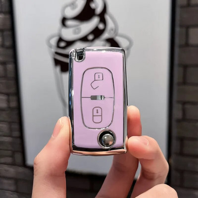 Fashion TPU Car Flip Key Case Cover Shell Fob για Peugeot 107 207 307 308 407 607 3008 5008 για Citroen Xsara Picasso C5 C6 C8