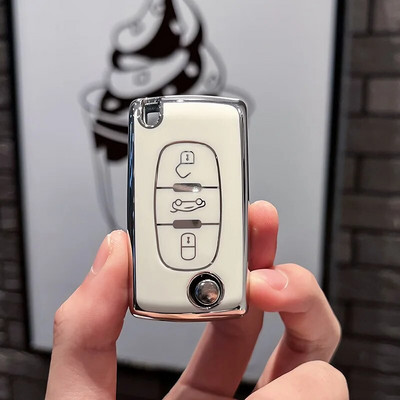 Fashion TPU Car Flip Key Case Cover Shell Fob για Peugeot 107 207 307 308 407 607 3008 5008 για Citroen Xsara Picasso C5 C6 C8