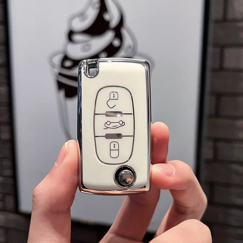 Fashion TPU Car Flip Key Case Cover Shell Fob για Peugeot 107 207 307 308 407 607 3008 5008 για Citroen Xsara Picasso C5 C6 C8