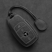 Ādas automašīnas atslēgas futrālis Mercedes Benz ACESG Class GLC CLE CLA GLB GLS W177 W205 W213 W222 X167 AMG Fob zamšādas piederumi