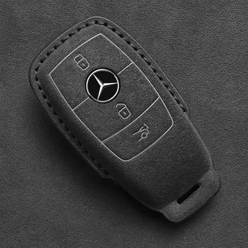 Кожен калъф за автомобилен ключ за Mercedes Benz ACESG Class GLC CLE CLA GLB GLS W177 W205 W213 W222 X167 AMG Fob Велурени аксесоари