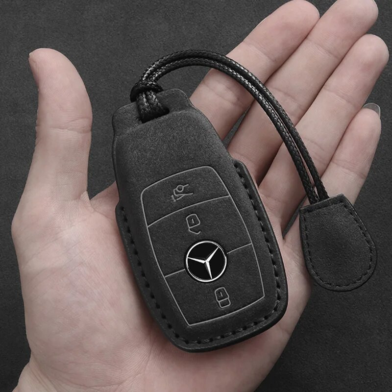 Husă din piele pentru chei de mașină pentru Mercedes Benz ACESG Class GLC CLE CLA GLB GLS W177 W205 W213 W222 X167 AMG Fob Accesorii din piele intoarsa