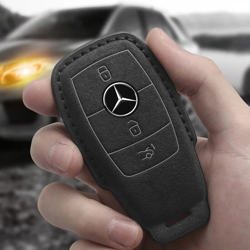 Husă din piele pentru chei de mașină pentru Mercedes Benz ACESG Class GLC CLE CLA GLB GLS W177 W205 W213 W222 X167 AMG Fob Accesorii din piele intoarsa