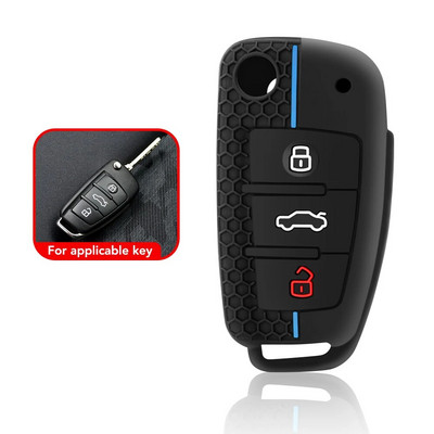Κέλυφος θήκης κλειδιού σιλικόνης για Audi A4 B7 A6 C6 4f 8v A3 8p A1 A3 Αξεσουάρ Αυτόματο τηλεχειριστήριο Θήκη κλειδιού με 3 κουμπιά