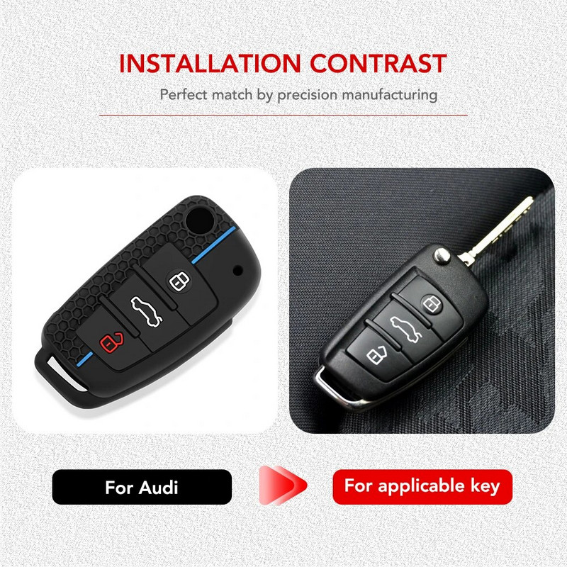 Κέλυφος θήκης κλειδιού σιλικόνης για Audi A4 B7 A6 C6 4f 8v A3 8p A1 A3 Αξεσουάρ Αυτόματο τηλεχειριστήριο Θήκη κλειδιού με 3 κουμπιά