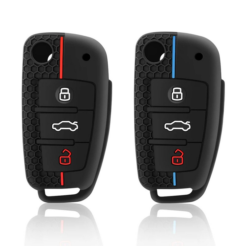 Κέλυφος θήκης κλειδιού σιλικόνης για Audi A4 B7 A6 C6 4f 8v A3 8p A1 A3 Αξεσουάρ Αυτόματο τηλεχειριστήριο Θήκη κλειδιού με 3 κουμπιά