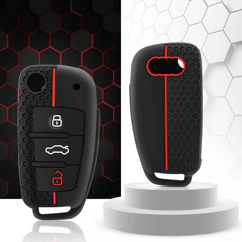 Κέλυφος θήκης κλειδιού σιλικόνης για Audi A4 B7 A6 C6 4f 8v A3 8p A1 A3 Αξεσουάρ Αυτόματο τηλεχειριστήριο Θήκη κλειδιού με 3 κουμπιά