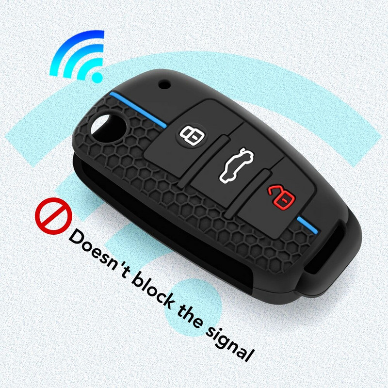 Κέλυφος θήκης κλειδιού σιλικόνης για Audi A4 B7 A6 C6 4f 8v A3 8p A1 A3 Αξεσουάρ Αυτόματο τηλεχειριστήριο Θήκη κλειδιού με 3 κουμπιά